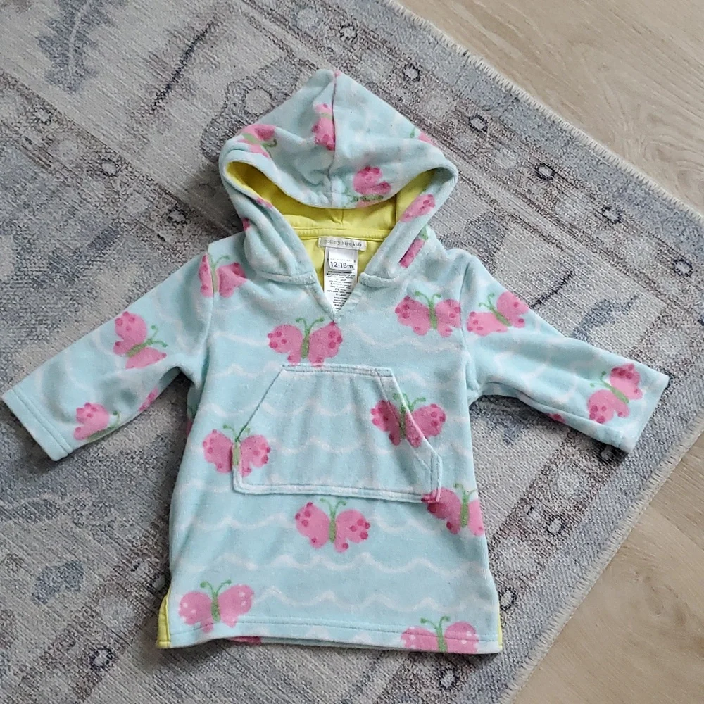 Pottery Barn Kids Baby Girl Terry Hooded Swim Cover-up Sz12-18m